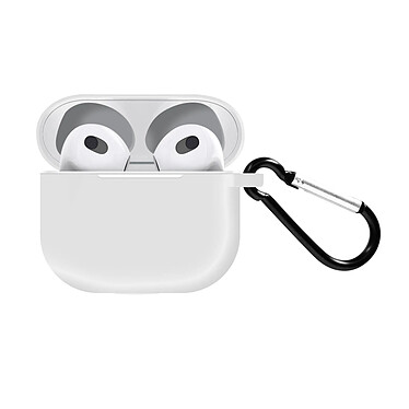 Coque AirPods 3 en Silicone Doux Résistant Effet Mat Mousqueton blanc