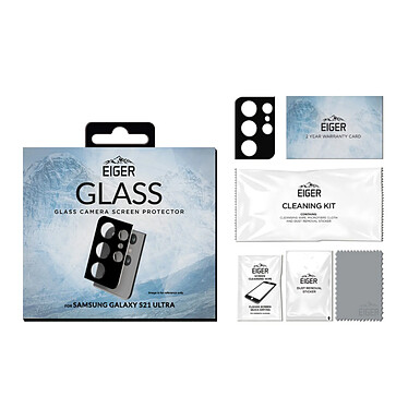 Avis Eiger Protection de Caméra pour Samsung Galaxy S21 Ultra en Verre Trempé Premium 3D Noir transparent