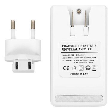 Avis Avizar Chargeur Batterie Universel Smartphone Indicateur LED + Entrée USB - Blanc