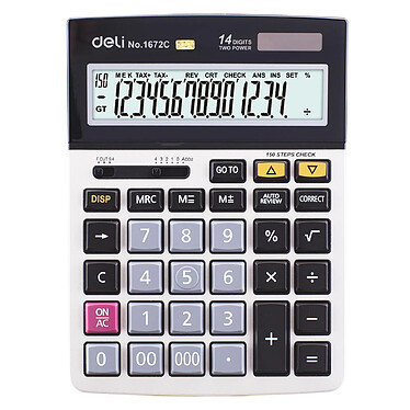 DELI Calculatrice bureau métal 14 chiffres 150 contrôles