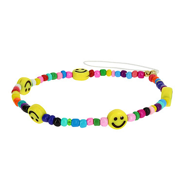 Avizar Bijou de Téléphone Bracelet Smiley et perles multicolores Collection Smile