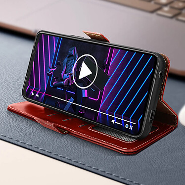 Avis Avizar Housse pour Asus Rog Phone 7 Cuir Véritable Clapet Porte-carte Support Vidéo  Rouge