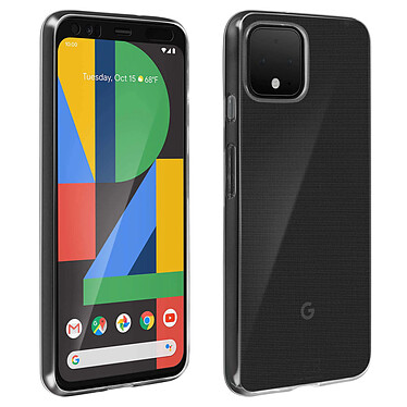 Avizar Coque Google Pixel 4 Silicone et Film Verre Trempé 9H transparent contour noir