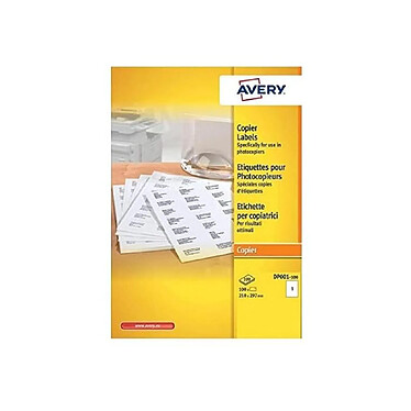 AVERY Boîte de 100 étiquettes copieur 210X297 blanc