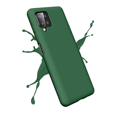 Evetane Coque Samsung Galaxy A12 Silicone liquide Verte + 2 Vitres en Verre trempé Protection écran Antichocs pas cher