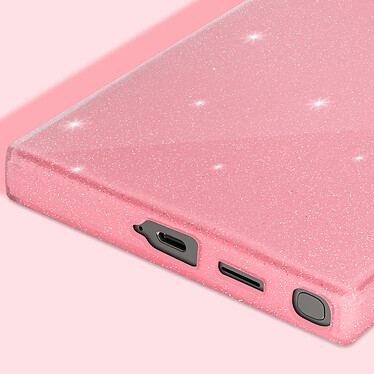 Avizar Coque pour Samsung S24 Ultra Silicone Design Pailleté Caméra Protégée Rose Poudré pas cher