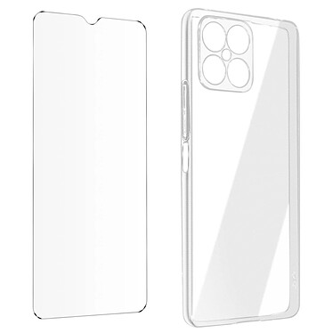 Avizar Coque pour Honor X8 5G / X6 Silicone Gel et Verre Trempé Dureté 9H transparent