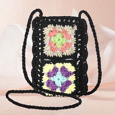 Acheter Avizar Sac Bandoulière pour Téléphone Tissé Creux Motifs Colorés  Noir