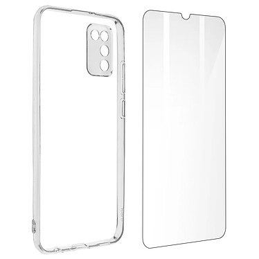 Avizar Coque Samsung Galaxy A02s Silicone Souple Film Verre Trempé Transparent