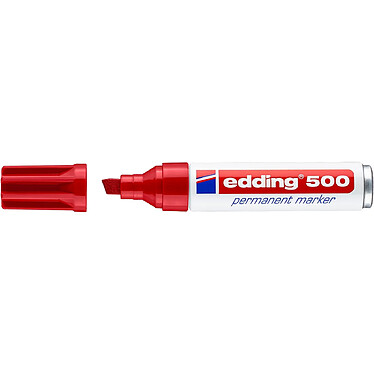 EDDING Marqueur Permanent 500 Rouge Pointe Large Biseautée 2-7 mm x 10