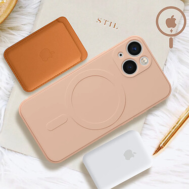 Avis Avizar Coque Magsafe iPhone 13 Mini Silicone Souple Intérieur Soft-touch Mag Cover rose gold