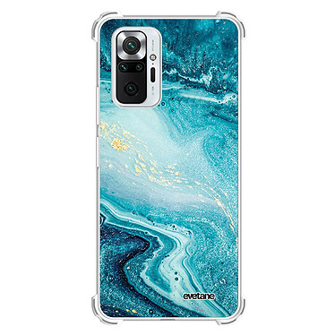 Evetane Coque Xiaomi Redmi Note 10 Pro anti-choc souple angles renforcés transparente Motif Bleu Nacré Marbre