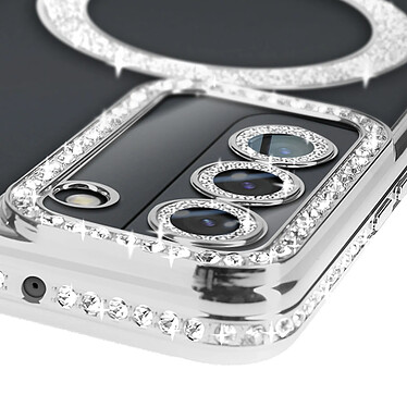 Avis Avizar Coque Diamant pour Samsung Galaxy S22 MagSafe Contour Strass Argent