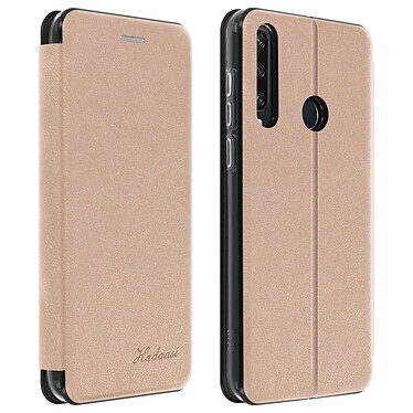 Avizar Étui Huawei Y6p Simili-Cuir Texturé Clapet Porte-carte Support Vidéo rose gold