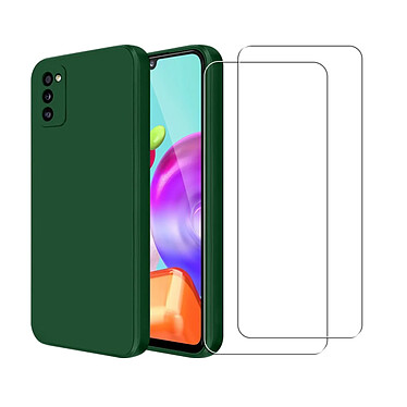 Acheter Evetane Coque Samsung Galaxy A41 Silicone liquide Vert Foret + 2 Vitres en Verre trempé Protection écran Antichocs