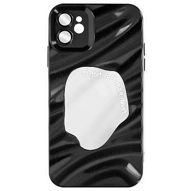 Avizar Coque pour iPhone 11 Silicone Flexible Ondulé 3D Miroir Intégré noir