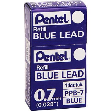 PENTEL Etui de 12 mines HI-POLYMER, 0,7 mm, Mines Bleues x 12