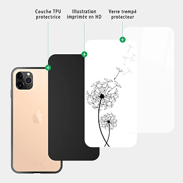 Acheter Evetane Coque en verre trempé iPhone 11 Pro Pissenlit