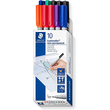 STAEDTLER Marqueur non-permanent 316F Lumocolor, étui de 10