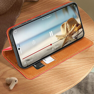 Avis Avizar Housse Portefeuille pour Samsung Galaxy S24 Plus Cuir Véritable Rouge