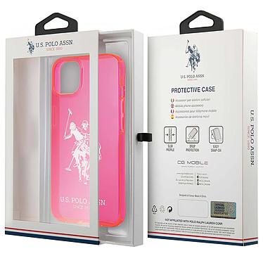 U.S Polo Coque pour iPhone 13 Big Horse Antichoc Bords Surélevés Rose pas cher