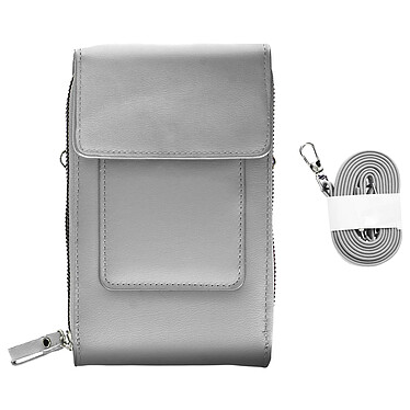 Avizar Pochette Bandoulière Smartphone en Simili cuir Sangle 130cm  gris