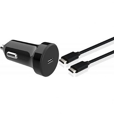 BigBen Connected Chargeur voiture USB C 18W Power Delivery + Câble USB C/USB C Noir