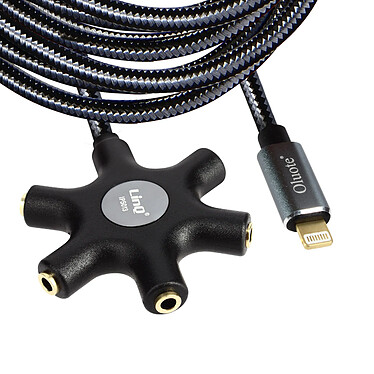 LinQ Câble audio Lightning vers 5 prises Jack 3.5mm Son de qualité Longueur 5 mètres