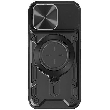 Avizar Coque pour iPhone 15 Pro Max Bague Métallique Bi-matière Antichoc Noir