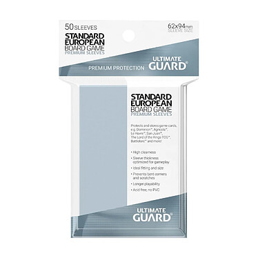 Ultimate Guard - 50 pochettes Premium Sleeves jeux de plateau européens standard format