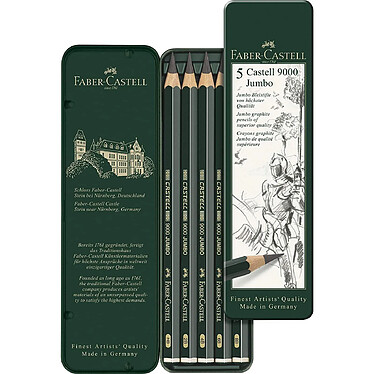 FABER-CASTELL Étui de 5 crayons graphite Castell 9000