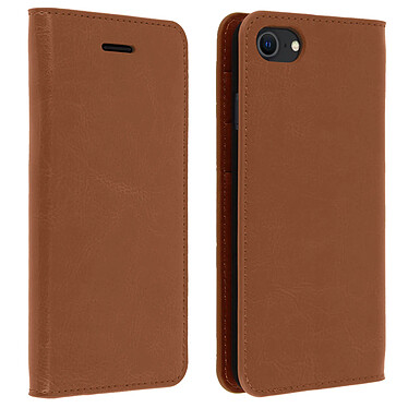 Avizar Etui Etui Clapet Portefeuille Cuir Marron iPhone SE 2022 / 2020 et 8 / 7