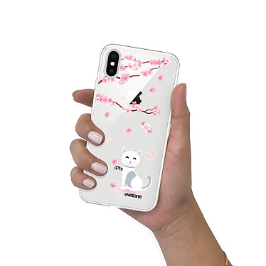 Evetane Coque iPhone X/Xs silicone transparente Motif Chat et Fleurs ultra resistant pas cher