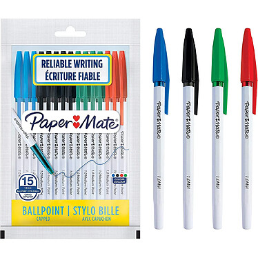 PAPER MATE Stylo à bille 045, sachet de 15, assorti