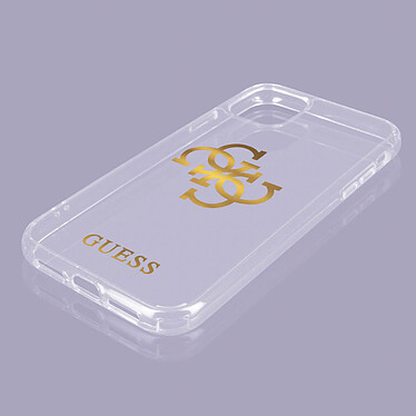 Guess Coque pour iPhone 12 Pro Max Bi-matière 4G Charms  Transparent Logo doré pas cher