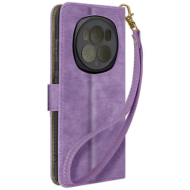 Avizar Housse pour Honor Magic 6 Pro Effet Brossé Portefeuille et Support Violet