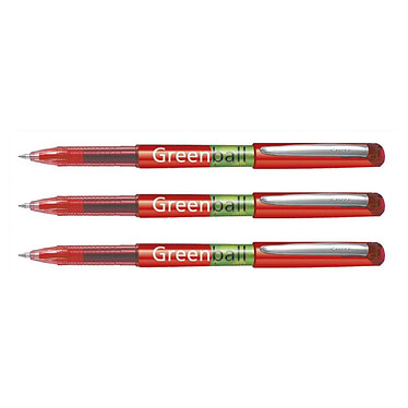 PILOT Stylo roller à encre liquide GREENBALL 7 Pointe Moyenne Rouge x 3