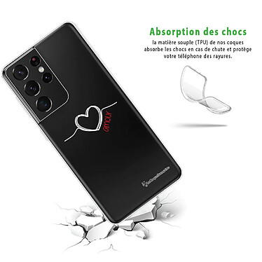 Avis LaCoqueFrançaise Coque Samsung Galaxy S21 Ultra 5G 360 intégrale transparente Motif Coeur Blanc Amour Tendance