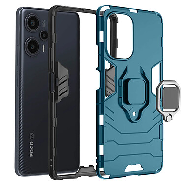 Avizar Coque pour Xiaomi Poco F5 Hybride Antichoc Anneau Support  Bleu Clair pas cher