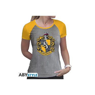 Harry Potter - T-shirt femme Poufsouffle gris & jaune - Taille M