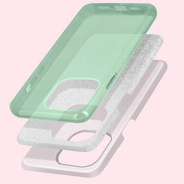 Avis Avizar Coque iPhone 14 Pro Paillette Amovible Silicone Semi-rigide Vert