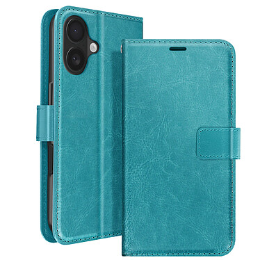 Mayaxess Étui pour iPhone 16 Plus Portefeuille avec Dragonne Turquoise