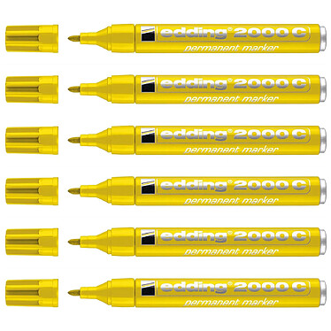 EDDING Marqueur Permanent 2000C Corps Alu Jaune Pointe Ronde 1,5-3 mm x 6