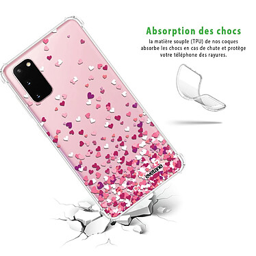 Avis Evetane Coque Samsung Galaxy S20 anti-choc souple angles renforcés transparente Motif Confettis De Coeur