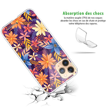 Avis LaCoqueFrançaise Coque iPhone 11 Pro 360 intégrale transparente Motif Fleurs violettes et oranges Tendance