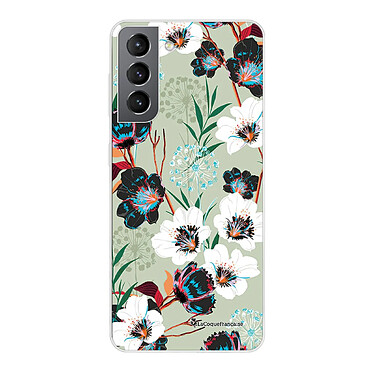 LaCoqueFrançaise Coque Samsung Galaxy S21 5G 360 intégrale transparente Motif Fleurs vert d'eau Tendance