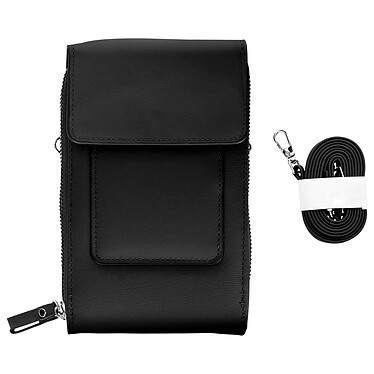 Avizar Pochette Bandoulière Smartphone en Simili cuir Sangle 130cm  noir