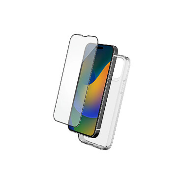 BigBen Connected Coque pour iPhone 15 Pro et Protection d'Écran en Verre Trempé avec SmartFrame Transparent