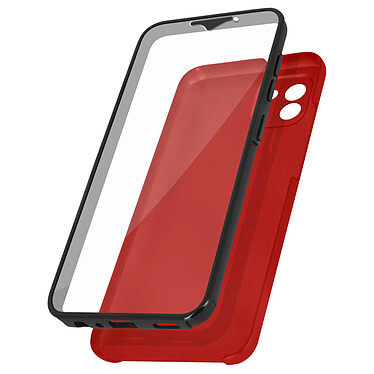 Avizar Coque pour Samsung Galaxy A03 Intégrale Arrière Rigide Transparent et Avant Souple  rouge