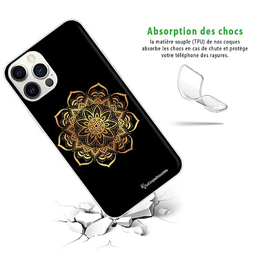 Avis LaCoqueFrançaise Coque iPhone 12/12 Pro silicone transparente Motif Mandala Or ultra resistant